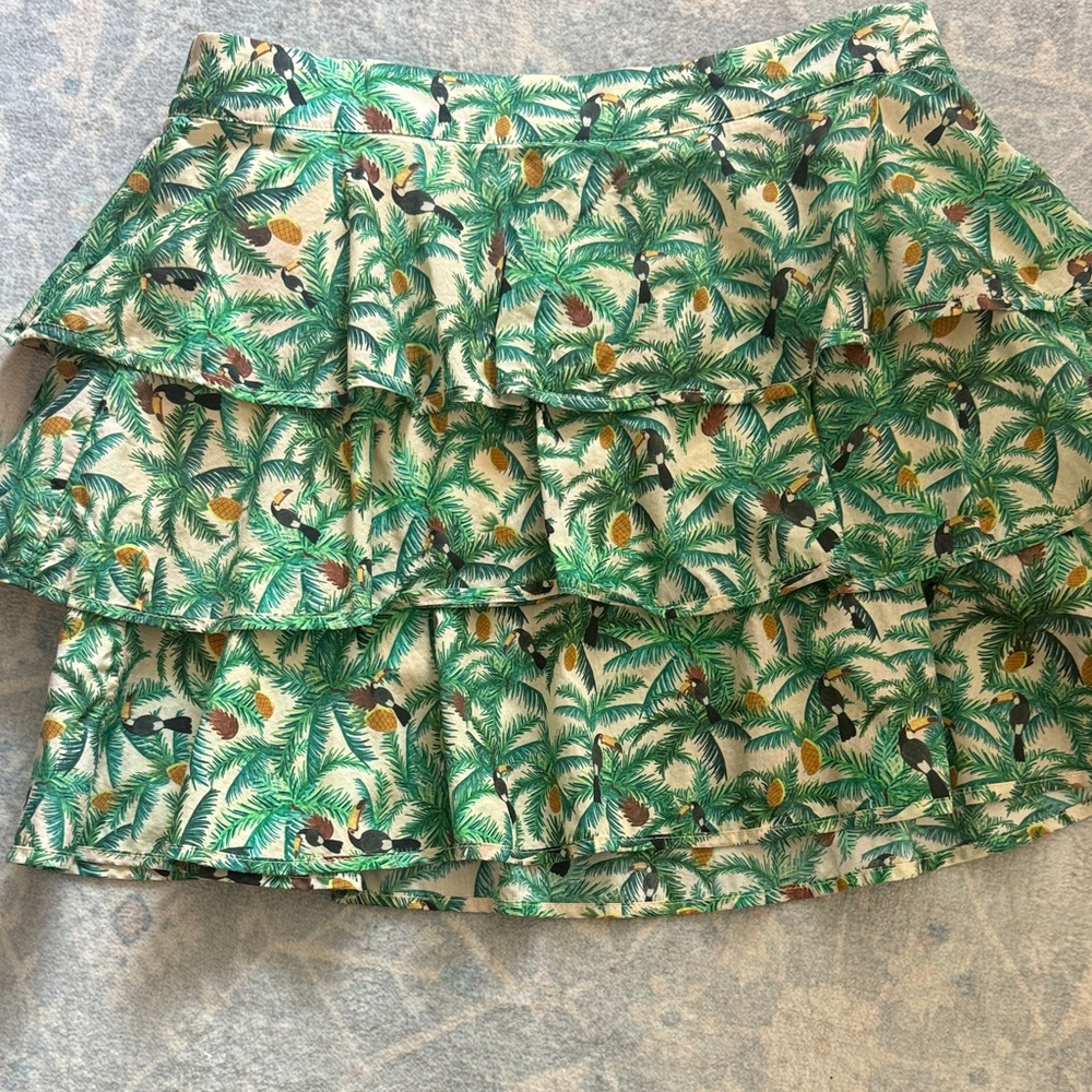 Farm Rio Tropical Green Tiered Skirt
